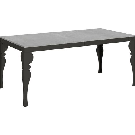 Table extensible pieds acier anthracite Torza evolution 180 à 440 cm 4 pieds-Gris ciment-4 pieds-180 à 440 cm (1/5)