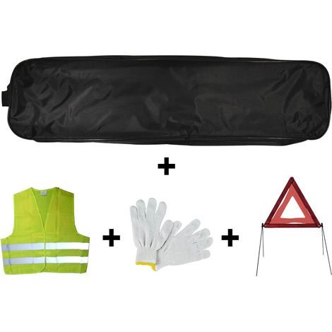 SCHWARZE TASCHE EMERGENCY KIT TRIM + DREIECK + WESTE + HANDSCHUHE  JBM53179