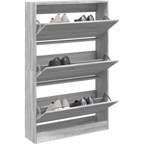 Schuhschrank Grau Sonoma 80x21x125,5 cm Holzwerkstoff