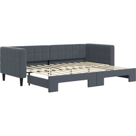 Canapé-lit gris foncé avec sommier gigogne, dimensions 80x200 cm, matelas non inclus. (1/5)