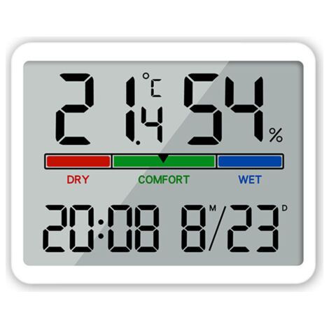 Thermomètre d'intérieur hygromètre, thermomètre numérique de bureau avec moniteur de température et d'humidité, thermomètre d'ambiance précis avec jauge d'humidité avec horloge (1/4)