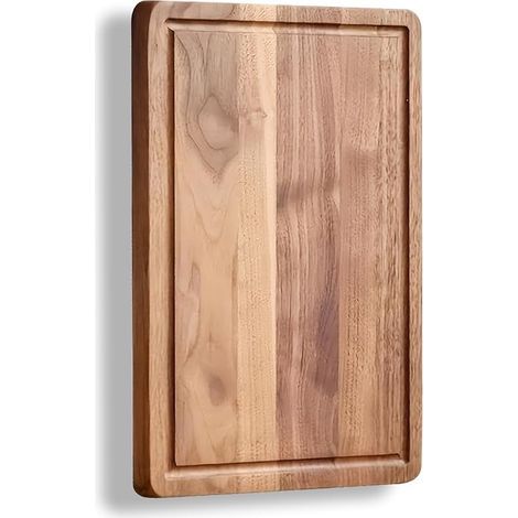 Planche à découper réversible en bois d'acacia de 30 cm, 1,5 cm d'épaisseur, planche à découper en bois pour cuisine, charcuterie, planche à fromage avec rainure profonde (1) (1/5)