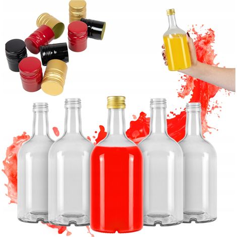 50 botellas modernas BLANKA con tapón para licores, zumos, vino y bebidas alcohólicas de 0,5 l.