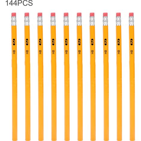 Lot de 144 crayons HB jaunes avec gomme, kit de papeterie écologique pour dessin et peinture (1/5)