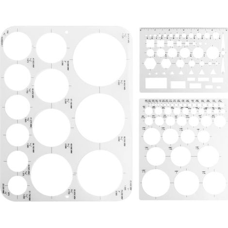 Lot de 3 pochoirs ronds pour dessin, outil de dessin de cercle géométrique pour bureau, coffrage (1/5)