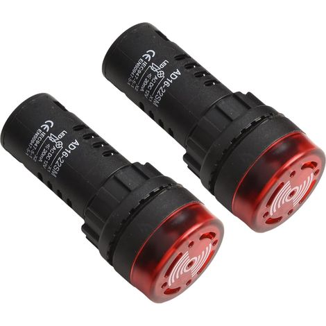 Lot de 2 voyants LED rouges - 12V AC/DC - Signal sonore et lumineux - Montage 22mm - Pour machines industrielles (1/5)