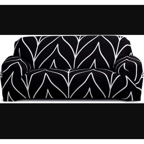 Housse de canapé élastique trois places (noir,trois personnes 190-230 cm) (1/5)