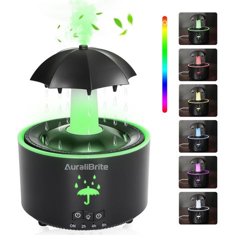 Humidificateur parapluie – Effet pluie – Diffuseur d'huiles – 300 mL – 12h – 7 LEDs – Minuterie – Chambre, bébé – Relaxation (1/4)