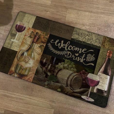 Modern European style oil-proof kitchen floor mat, household long strip waterproof and non-slip mat, suitable for drinking - 6191cm