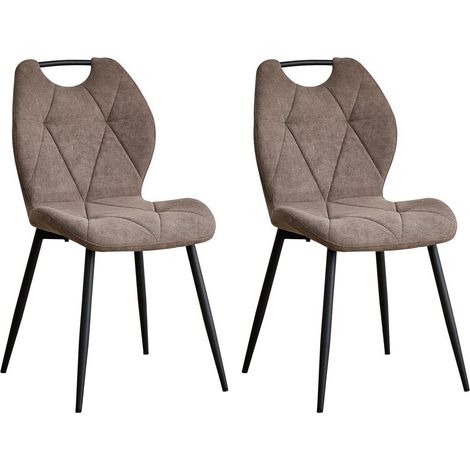 2er-Set Esszimmerstühle, skandinavisch, gepolstert, braun, mit Griff (1/5)