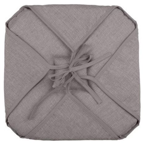 Galettes de chaise - - Lot de 2 - 40 x 40 cm - 4 rabats avec ficelles - Taupe chiné (1/3)