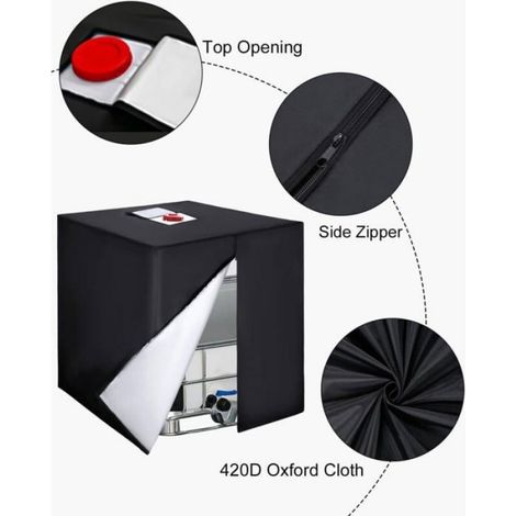 Couverture pour réservoir IBC - - 1000L - Anti-UV - 420D - Noir - 120x100x116 cm (1/5)