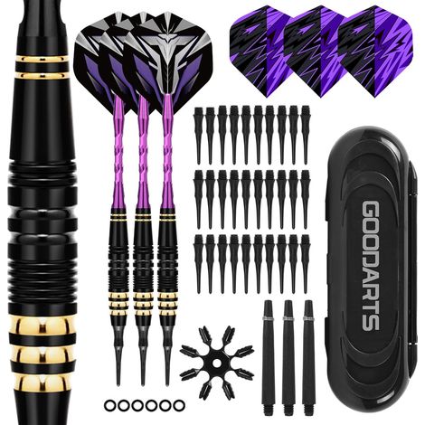 Dartpfeile mit Kunststoffspitze 18g, 3 Stück Softdarts Set für elektronische Dartscheiben, inkl. 30 Softdart Spitzen, 3 Schäften, 6 O-Ringen & Aufbewahrungsbox – Dart Zubehör für Präzisionsspieler