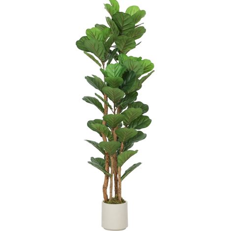 Künstliche Ficus lyrata mit 71 Blättern, Holzstamm, Topf, 50 x 50 x 150 cm (1/4)