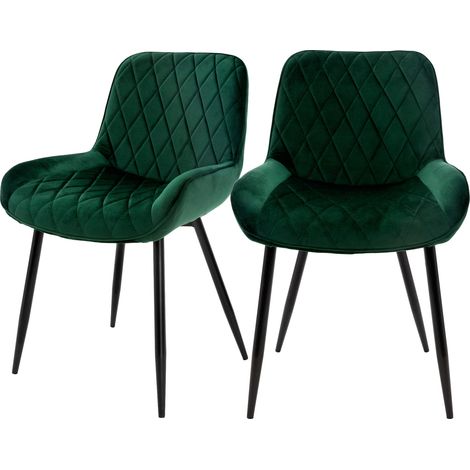 ML-Design Set di 2 Sedie per Sala da Pranzo Verde Scuro con Schienale Sedia Imbottita per Cucina con Rivestimento in Velluto Gambe in Metallo Sedia Salotto Soggiorno Materiale Traspirante e Morbido (1/5)