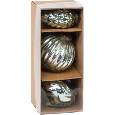 Déco Sapin de Noël Lot de 3 Boules en Verre coloris Vert D 8 cm - Feeric Christmas (1/4)