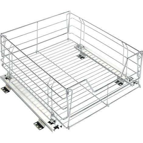 Tiroir Coulissant Cuisine pour Placard Aménagement intérieur Placard sur roulettes,Espace Rangement supplémentaire,Acier,50x23x50 cm,Chromé (1/3)