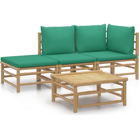 Maison Exclusive - Set Salotto da Giardino 4pz con Cuscini Verdi Bambù
