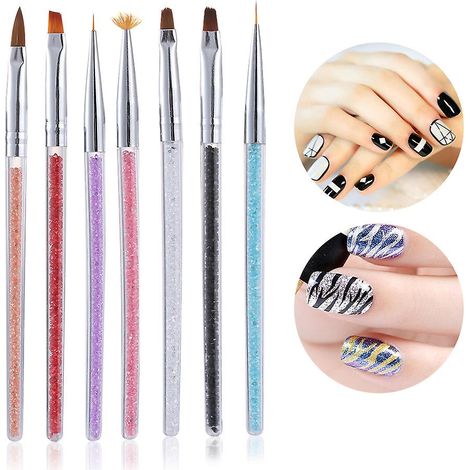 Ensemble de 7 pinceaux à double pointe pour nail art, idéal pour le pointillisme, le dessin, la peinture et le liner. (1/5)