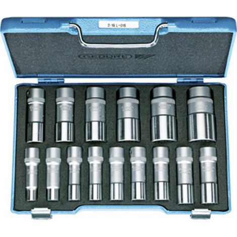 Composición de empalmes 1/2'', modelo largo, 15 unidades, Contenido : 10 12 13 14 15 16 17 18 19 21 22 24 27 30 32 mm (1/5)