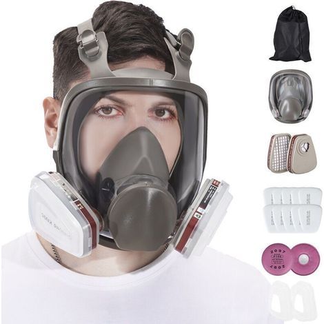 FENOPLASTICA6800 Masque Respiratoire Intégral, Casque de Protection Faciale Pour Peindre, Vapeur et Poussière Organiques, Masque anti Poussière, Masque Pour Peinture, Masque a Gaz, Deux Types de Conne