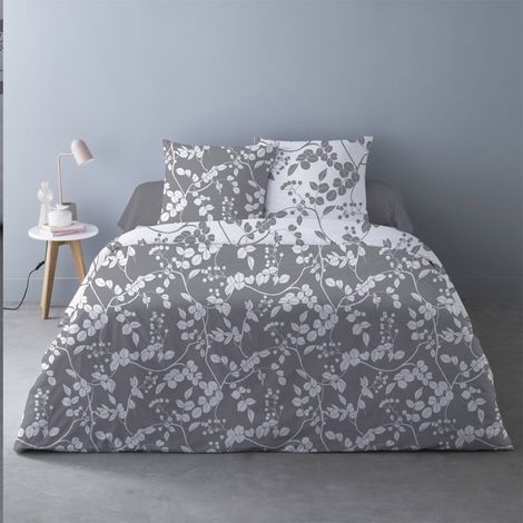 Housse de couette 240x220 Yuka gris + 2 taies (1/4)