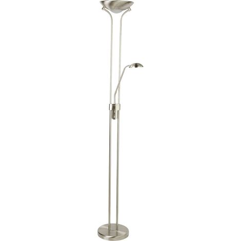 Lampadaire LED métal 180 cm en argent satiné blanc chaud 3000 K 1887 lm lampadaire moderne (1/4)