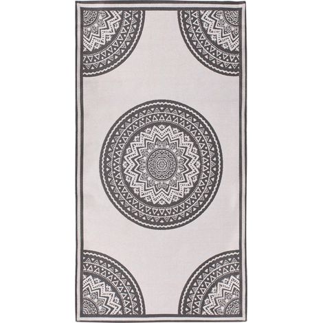 Alfombra rectangular moderna para interior exterior patrón oriental 80 x 150 cm gris y beige Nellore