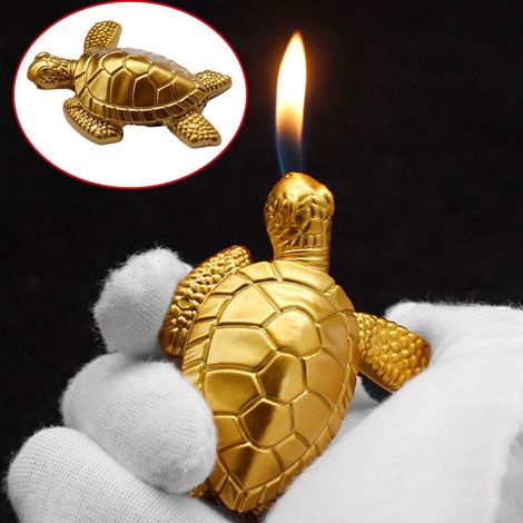Briquet - Tortue En Alliage - Réglable Flamme Butane - Pour Intérieur Extérieur Bureau Voiture - 1 Pièce (1/5)