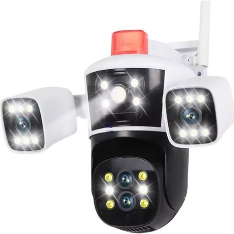 Caméra de sécurité à domicile Caméra de Surveillance PTZ intelligente avec Zoom 10X, quatre objectifs, , for l'extérieur, vue panoramique à 360 °, 16mp, 8K, vidéosurveillance, piste de vidéosurveillan (1/5)