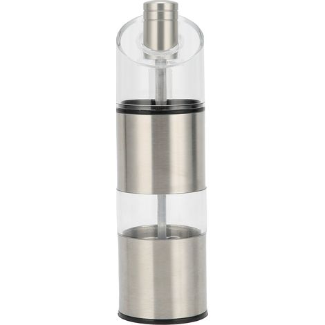 Moulin à poivre cylindrique multifonction en acier inoxydable incliné, bouteille d'assaisonnement en acrylique (L) (1/5)