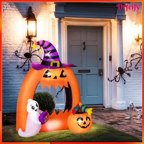 Arche de citrouille gonflable Halloween - AKOZON - 150 cm - LED multicolore - Polyester IP44 - piquets & sacs de sable (1/5)