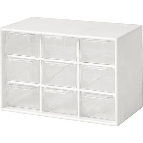 Kaelt - Sollbry Mini tiroirs de rangement, petits 9 tiroirs, bacs de rangement empilables, boîte en plastique transparent pour bureau, chambre à coucher, cuisine, maquillage, bijoux, pièces, gadgets, (1/3)