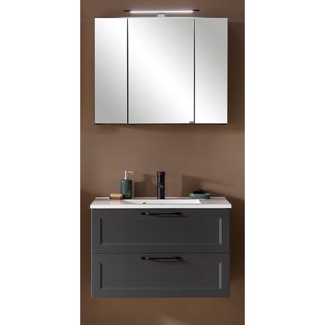 Badmöbel Set 80 cm Waschtisch dunkelgrau MARLING-03, B/H/T 80/200/47 cm (1/5)
