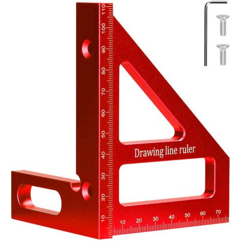 Règle de mesure multi-angles en alliage d'aluminium, équerre de menuisier, rapporteur 45° 90°, triangle à onglets, outil de traçage multifonctionnel pour ingénieurs et charpentiers