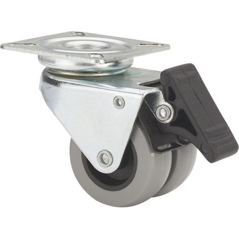 rueda giratora placa freno 411-050-3 poliamida gris (doble) eje liso (1/2)