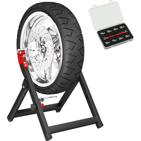 Équilibreuse manuelle de roues de moto aluminium acier équilibrage des dommages de roues pliable 40x39.5x40.5cm noir
