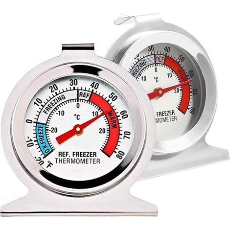 Thermomètre de réfrigérateur Longziming 2 pièces – Série classique – Grand cadran – Pour réfrigérateur, congélateur et glacière – -20℃~30℃ (1/5)