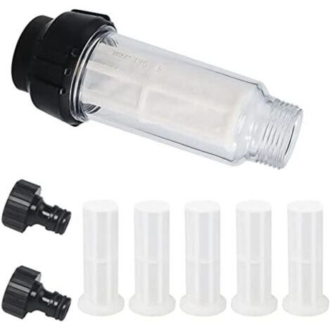 QORVA-Tuyau D'Arrosage pour Filtre à , PréFiltre à de 3/4 Pouces avec 5 Inserts de Filtre + 2 Adaptateurs Rapides (1/5)
