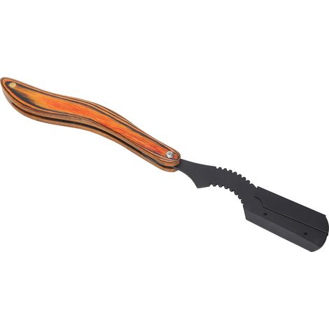 Rasoir à barbe manuel pliable à lame droite pour homme, style classique, avec manche en bois. (1/5)