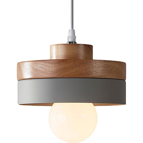 1 Suspension Luminaire Bois Métal E27 Design Vintage Rond Carré Salon Chambre Cuisine (1/5)