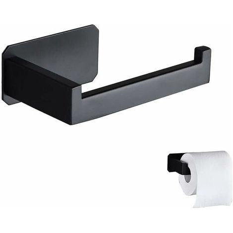 Originaler, wandmontierter Toilettenpapierhalter aus Edelstahl, kein Bohren erforderlich, schwarzer Toilettenpapierhalter mit 3M-Klebeband, für Badezimmer, Toilette und Küche (1/4)
