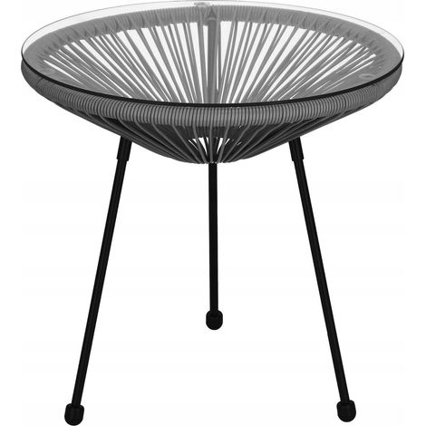 TAVOLINO TAVOLO ROTONDO IN TECHNORATTAN DA GIARDINO BALCONE TERRAZZA CAFFÈ 50cm
