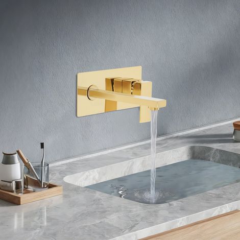 G1/2 Wandarmaturen, Wasserhahn-Auskleidung mit Wandarmatur 2-Loch Mischbatterie, goldener Duschwasserhahn (1/5)