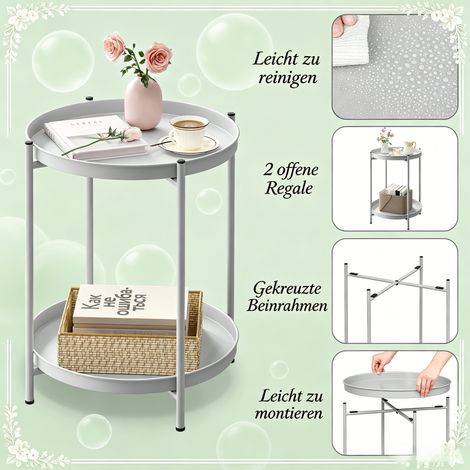 Table d'appoint ronde en bois, table basse élégante avec rangement, table de chevet multifonction, support pour plantes (livré sans accessoires) (1/5)