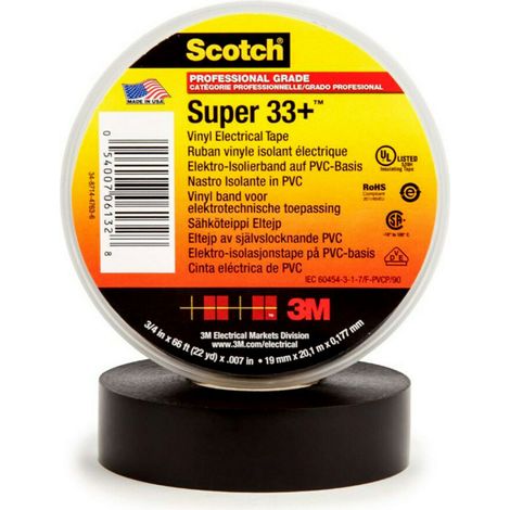 Ruban isolant 3M Scotch en PVC Noir, 33m x 50mm ( Prix pour 1 )