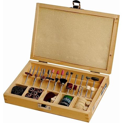 Scheppach Set de 103 accessoires avec coffret en bois - Embouts/Set d'outils pour scie à découpage Scie à modélisme Scheppach DECO-FLEX - 88002730