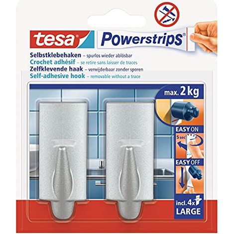 Ganci adesivi cromati Tesa Powerstrips, confezione da 2 (1/4)