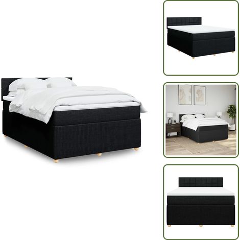 Materasso con molle insacchettate - vidaXL Giroletto a Molle con Materasso Nero 140x190 cm in Tessuto - Giroletto con testiera