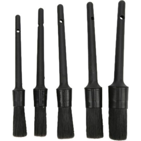 Jeu de brosses de détail automobile, 5 pièces, pour le nettoyage de l'intérieur et de l'extérieur du moteur, siège en cuir noir